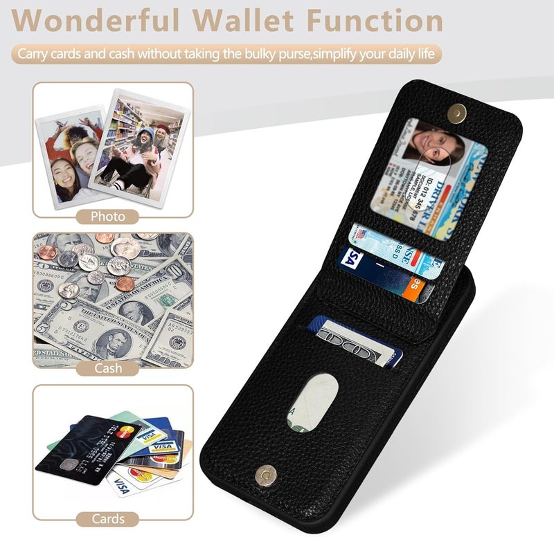Keallce Case for iPhone 16e 6.1'', Detachable Crossbody Case Wallet with RFID Blocking Card Holder, 360ｰRing Stand, Folio Leather Phone Cover Shoulder Lanyard Strap Lady for iPhone 16e 2025, Black - Image 3